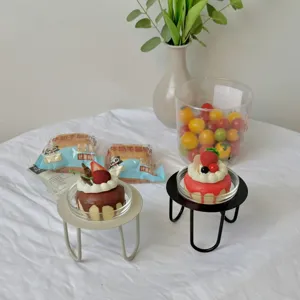 Creative iron glass fruit dessert bowl set with metal stand for home kitchen food display.
