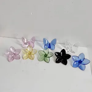 Multi-colored glass butterfly and flower ornaments for modern minimalist home decor