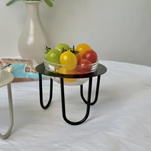 Creative iron art glass bowl fruit salad bowl, modern desktop food storage container for home kitchen.