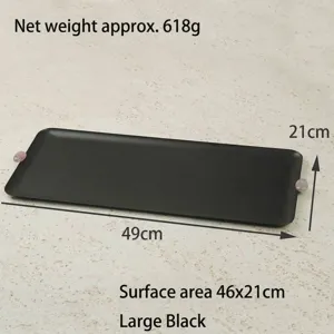 Eleganter minimalistischer großer schwarzer rechteckiger Eisentablett, 49x21 cm groß