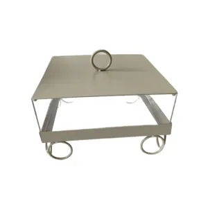 Caja cuadrada creativa para postres con tapa y asa de anillo para snacks y fruta