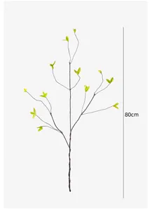 A detailed view of an 80cm tall artificial tree branch with realistic green leaves