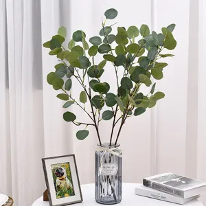 Realistic artificial eucalyptus branches with green leaves for home interior decor