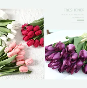 Detailed view of high-quality assorted colors artificial tulip bouquets for home decoration