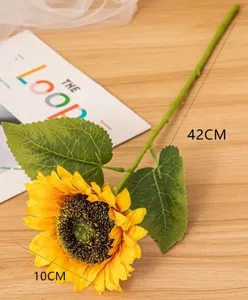 Kunstmatige zonnebloem enkele steel 42cm voor interieurdecoratie en fotografie rekwisieten