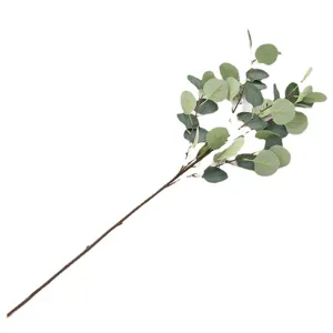 Single artificial eucalyptus branch with realistic green apple leaves for home decor