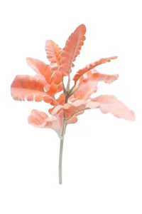 Artificial flocked bunny ear leaf branch in soft pink for home wedding decor