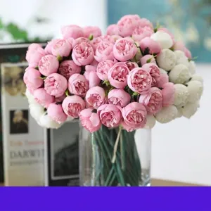 Artificial Rose Camellia Bouquet With 27 Heads Satin Simulation Flowers For Home Decor Wedding Hand-tied Bouquet Table Ornament