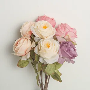 French Romantic Burnt Edge Artificial Rose Vintage Ins Style Simulation Silk Flower For Bedroom Decor Photography Prop