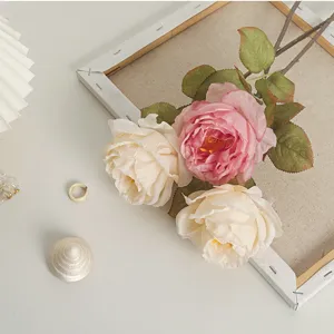 French style romantic artificial roses with burnt edge silk petals for home decor