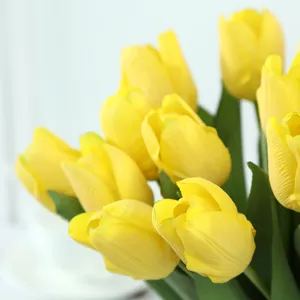 Vibrant yellow moisturizing artificial tulips for elegant home decor