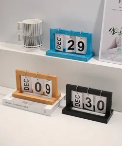 Handmade wooden flip desk calendars in three colors for stylish home office decor