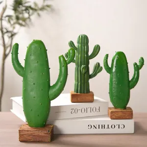 Adorno en Maceta de Cactus Artificial de Resina Creativa Nórdica Planta Falsa Verde Realista Figura Decorativa de Mesa de Simulación Para Oficina En Casa
