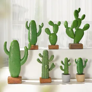 Colección de adornos de cactus de resina de estilo nórdico para decoración de casa