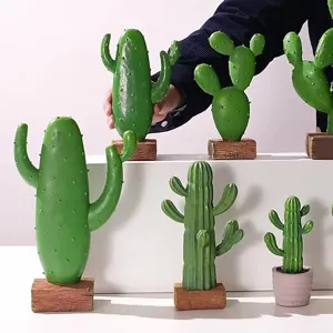 Figura de cactus suculento de resina para decoración de hogar de estilo nórdico