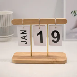Modern Creative Wooden Perpetual Calendar Nordic Flip Desk Calendar For Home Office Desktop Decor Date Display Ornament Gift