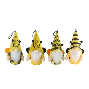 Bee Festival LED faceless gnome dolls with wings set for home decoration