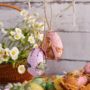 Decorazioni pasquali da appendere con motivi vintage di conigli e pulcini