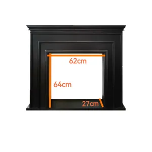 Manteau de cheminée décoratif en bois noir de style français avec dimensions