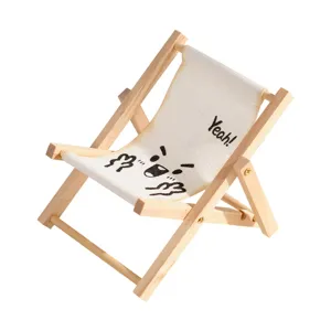 Mini wooden folding beach chair phone holder and cute desktop ornament for photography