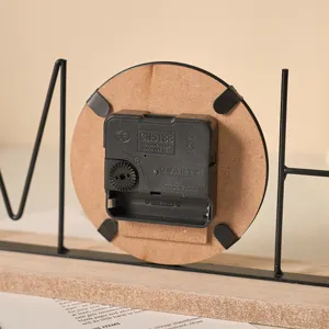 Back view detail of European creative desktop clock showing quartz movement mechanism