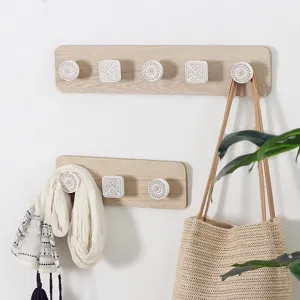Noords Boheems Houten Wandhaken Mandala Patroon Decoratieve Kledinghaak Entree Woonkamer Houten Wandkapstok