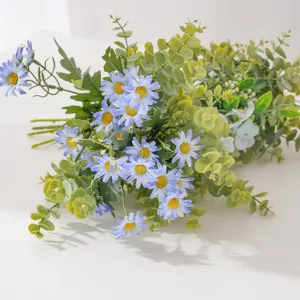 Artificial daisy bunch with eucalyptus leaves for home and outdoor decoration