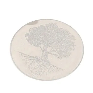 Elegant round PVC placemat with Tree of Life pattern for heat-resistant dining decor