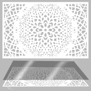 White wooden hollow carved decorative panel tray mandala geometric pattern Nordic style home decor