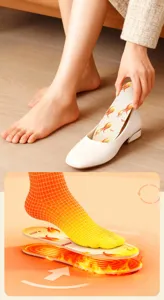 Zelfverwarmende inlegzool zonder opladen met een conceptueel verwarmingsdiagram