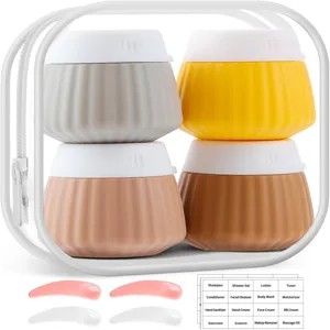 Portable silicone travel bottle set with storage bag and waterproof labeling stickers