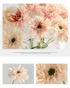 Detailed macro view showing the realistic texture of an artificial pink Gerbera daisy flower