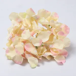 Artificial hydrangea flower head pink and yellow faux floral wedding decoration DIY home decor