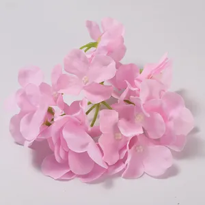 Pink artificial hydrangea flower detail shot, perfect for wedding decoration and floral wall design.