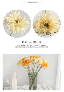 Detail view of lifelike artificial Gerbera daisies in a minimalist home setting