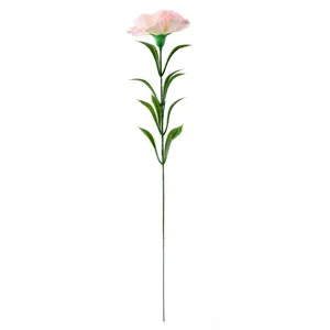 Œillet artificiel rose avec tige et feuilles vertes pour décoration d'intérieur chic