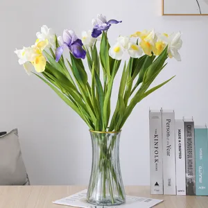 Artificial PU iris flowers arrangement faux plant home decor wedding table floral centerpiece