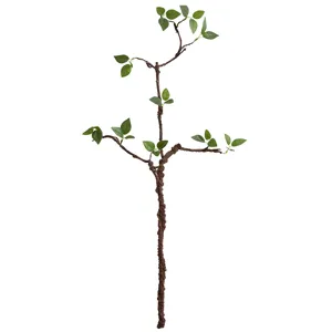 Rama de magnolia artificial realista con hojas verdes para decoración de estilo Zen