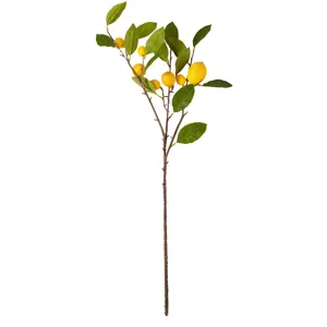Realistic artificial lemon branch with yellow fruits and green leaves for home decor