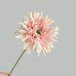 Artificial Single Stem Brushed Gerbera Daisy Silk Flower For Home Decor Modern Minimalist Shredded Petal Daisy Photography Prop