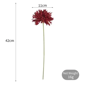 Single stem burgundy artificial Gerbera daisy with 42cm height for modern home decor