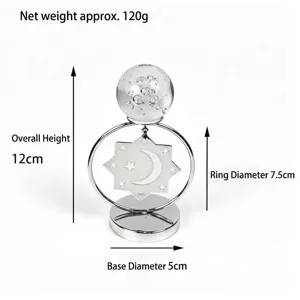 Adorno moderno de bola de cristal de hierro plateado con detalles de estrella luna