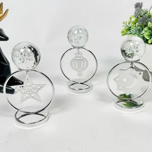 Adornos de hierro plateado con bolas de cristal y motivos de estrella luna farol