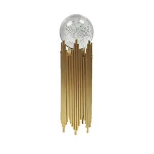 Light luxury decorative iron stand with bubble crystal ball for elegant home tabletop decor.