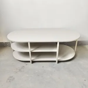 Étagère de rangement en fer à 3 niveaux blanc crème ovale minimaliste et moderne