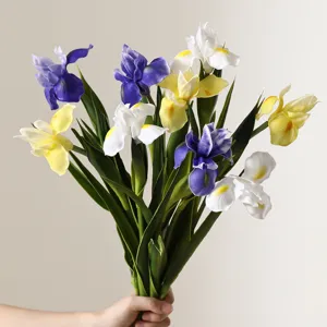 Realistic touch PU artificial iris flower bouquet for home decor and floral arrangement