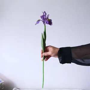 Artificial PU iris flower single stem purple decorative plant for home decor floral arrangement