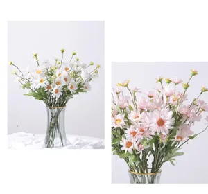 Detailed close-up and full view of artificial daisy flowers for home and wedding decor