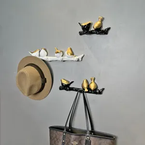 Nordic Creative Resin Branch Bird Wall Hook Decorative Hanger For Keys Coats Entryway Home Wall Art Decor