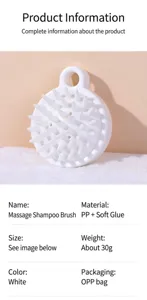 Detailed view of a white scalp massage shampoo brush with soft teeth and PP material